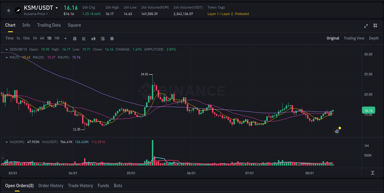 Analyze liquidity conditions: KSM pump execution on Binance, 13 August 2025, 10:39 Liquidity analysis: KSM pump execution on Binance, 13 August 2025, 10:39