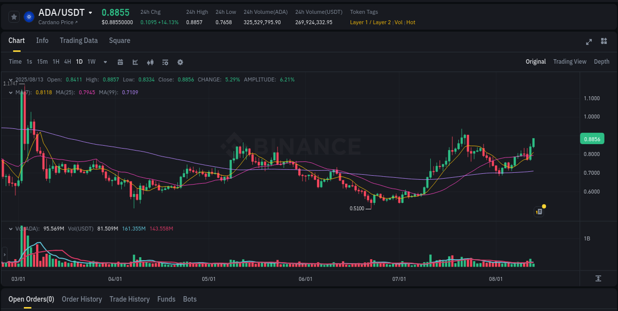 Track trading velocity: ADA momentum analysis on Binance, 13 August 2025, 11:08 Trading velocity: ADA momentum surge on Binance, 13 August 2025, 11:08