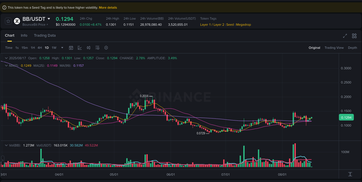 Detailed report of BB's pump on Binance at 17 August 2025, 02:13