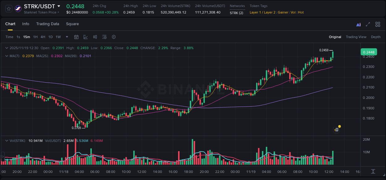 Trading insight: STRK pump report from Binance, 19 November 2025, 12:41 Trading insight: STRK pump report from Binance, 19 November 2025, 12:41