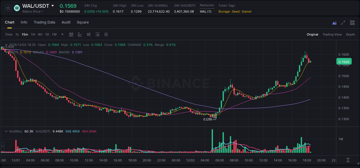 Gain insights into WAL's pump activity on Binance, 02 December 2025, 17:13 Detailed analysis of WAL's price surge on Binance, 02 December 2025, 17:13