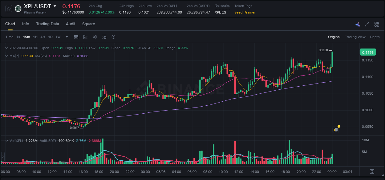 Discover the Binance pump data for XPL at 04 March 2026, 00:09 Binance pump overview for XPL, captured at 04 March 2026, 00:09